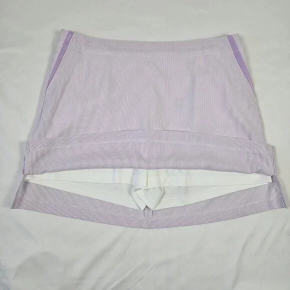 Lady Hagan Essentials Size 14 Purple Orchid Striped Seersucket Skort Pockets NWT